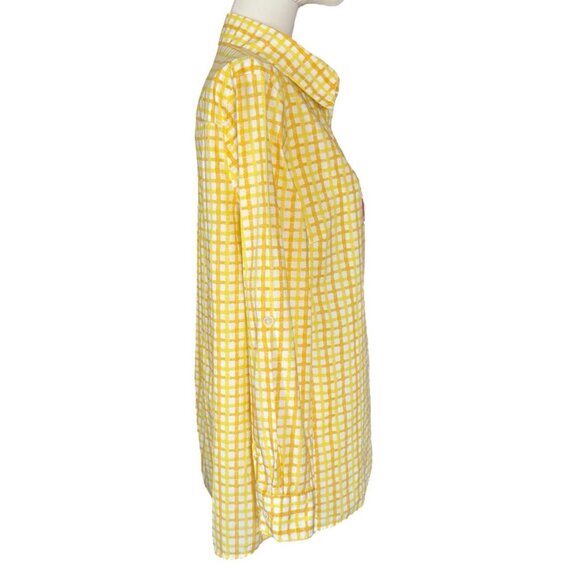 Mishca Yellow Collared Long Roll Tab Sleeve Pullover Button Up Shirt Women's M - Picture 5 of 10